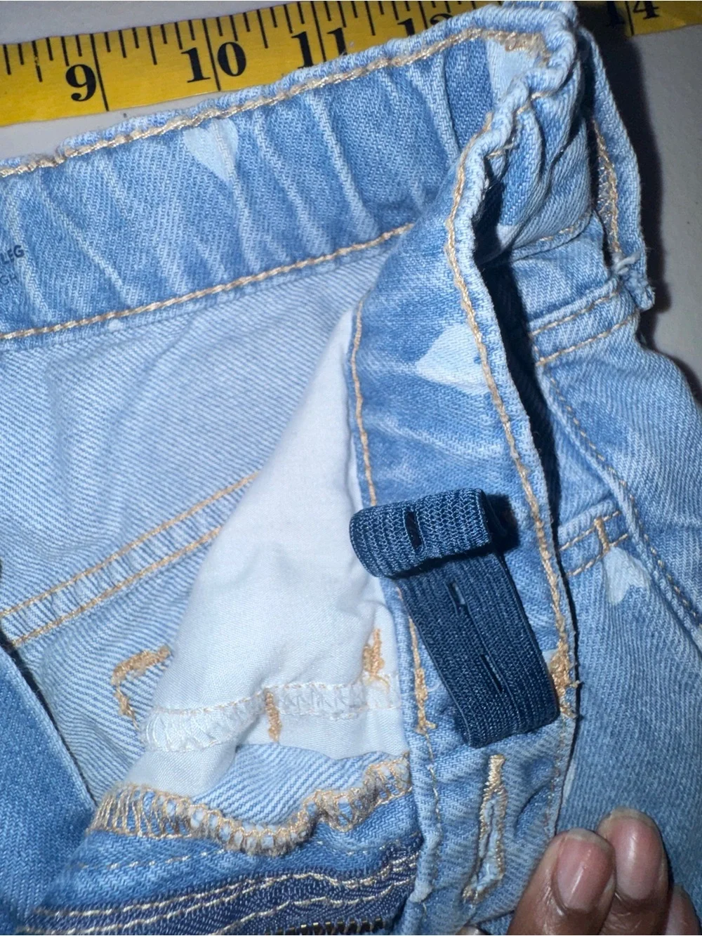 Old Navy Girl 12 Denim Jeans High Waisted Baggy Wide Leg Hearts Casual School